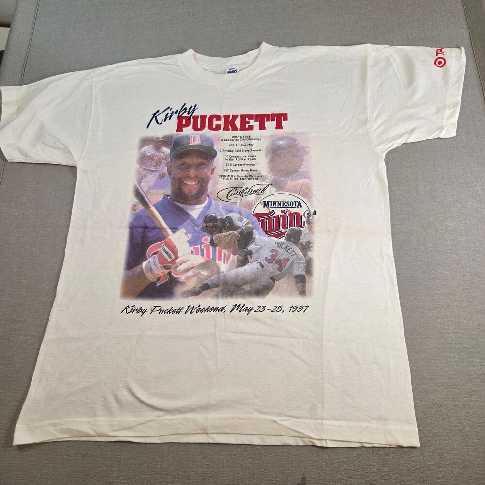 1997 Kirby Puckett Weekend Twins Promo T-Shirt Target Size L Vintage White